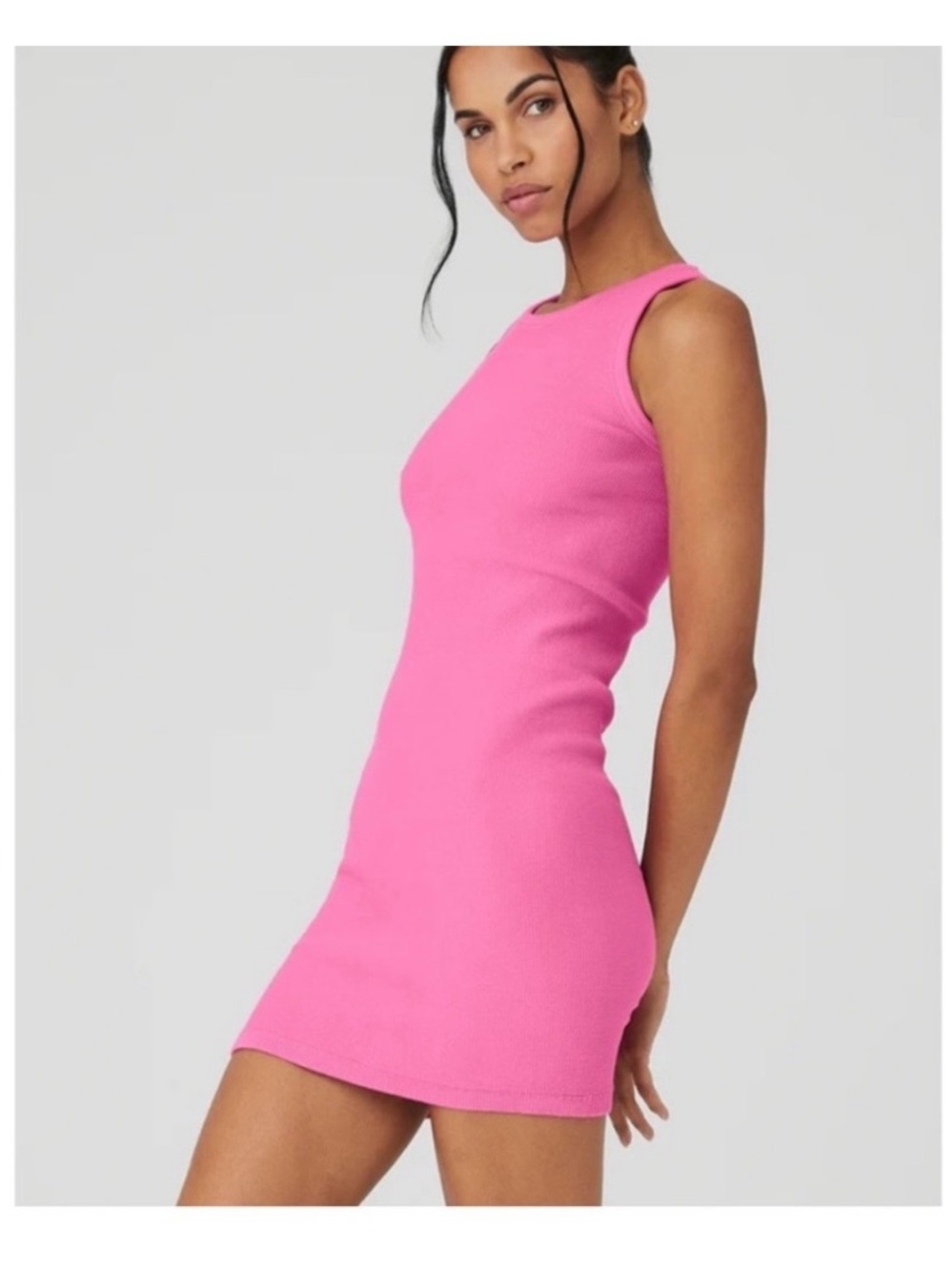 Alo Pink Ribbed Tank Dress